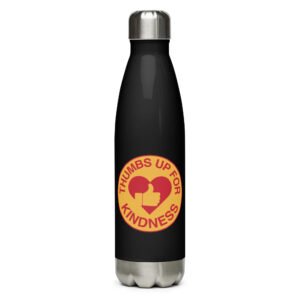 Stainless Steel Water Bottle 17 oz with ThumbsUpForKindness Logo – Hydrate and Spread Kindness - Black