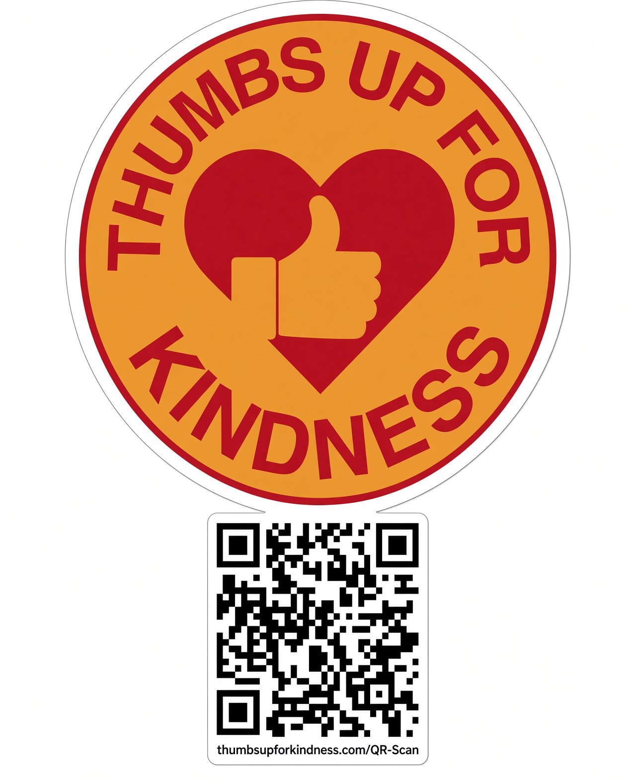 Thumbs Up For Kindness logo with QR code pointing to the QR-Scan landing page
