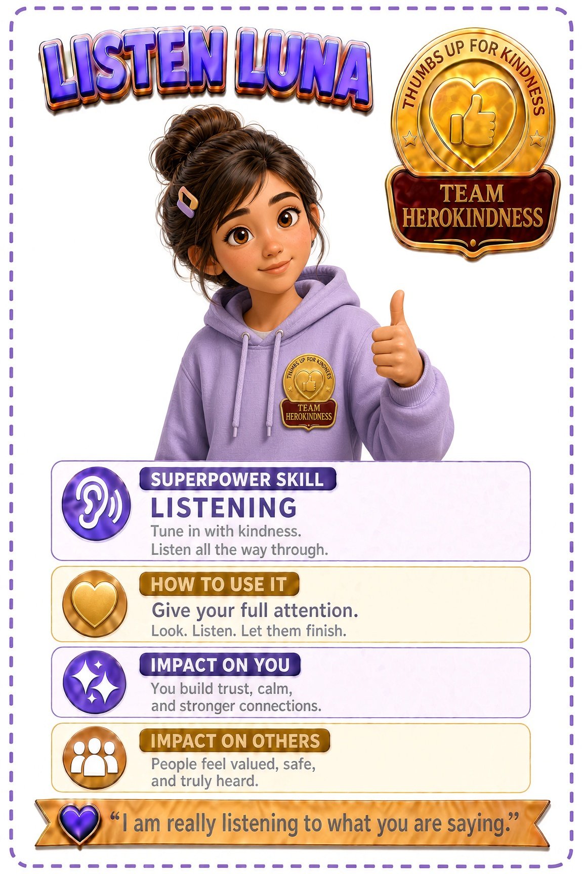 Listen Luna character card front